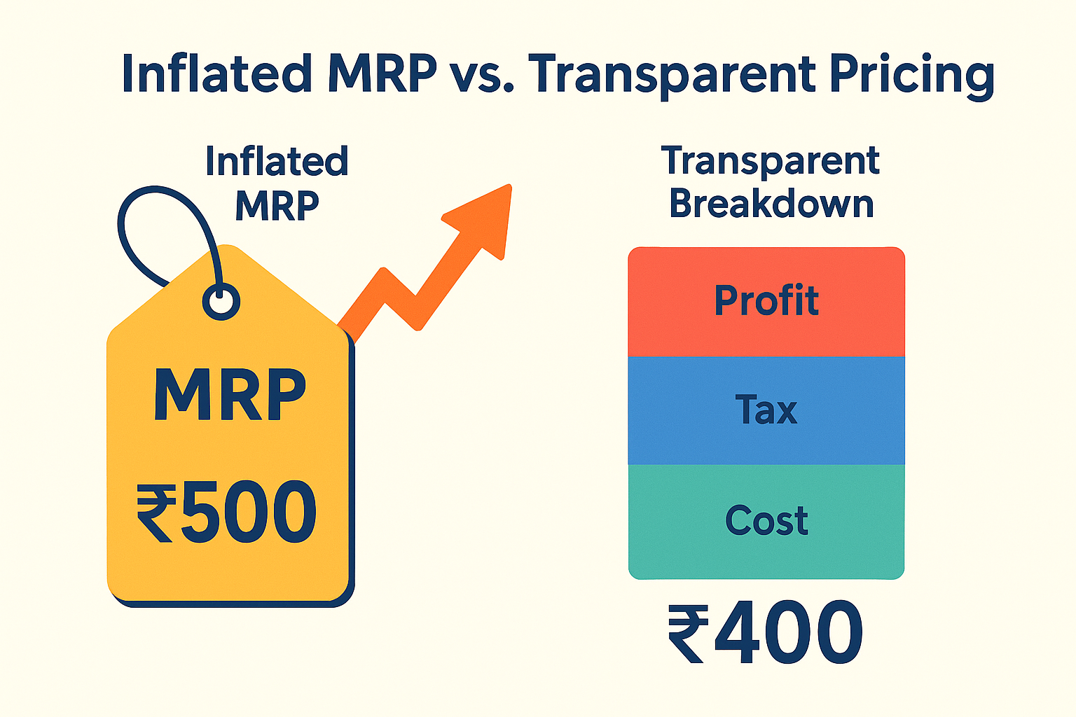 How inflated MRP distorts real pricing versus new transparent breakdown mode